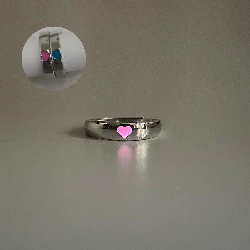 Niche Love Luminous Adjustable Mouth One Pair Of Lovers For Rings