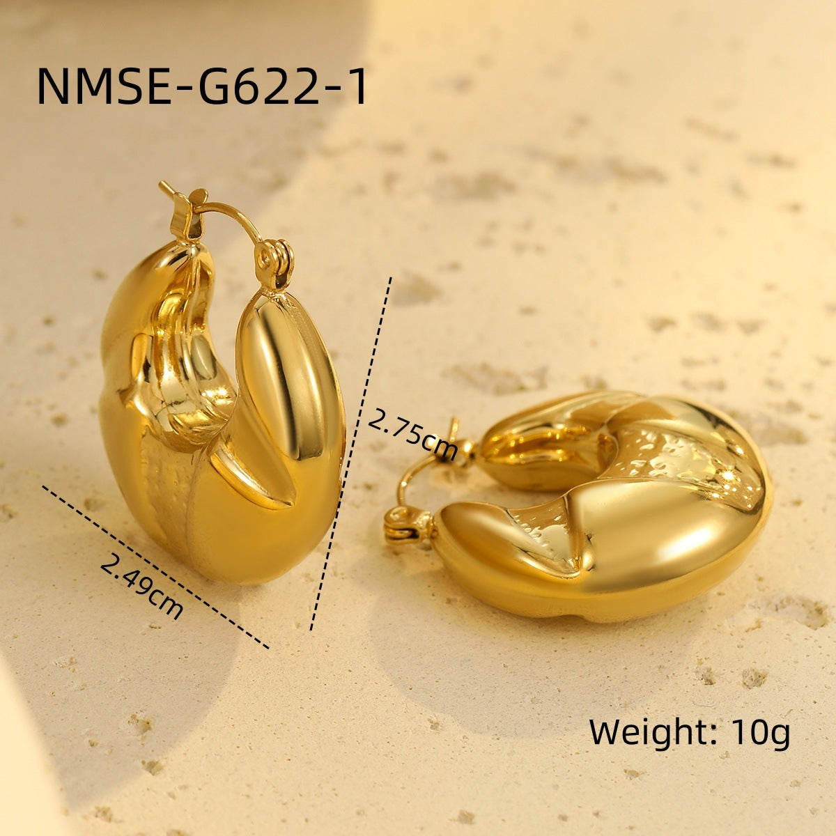 Women's Steel Sweet Cool Vintage Texture Shaped Gold-plated Earrings