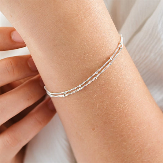 Women's Classic Simple Bead Stainless Steel Bracelets