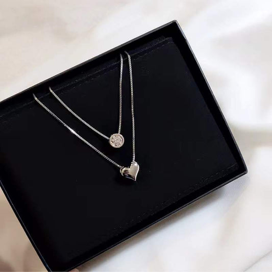 Women's Heart-shaped Single Diamond Korean Style Fashionable Necklaces