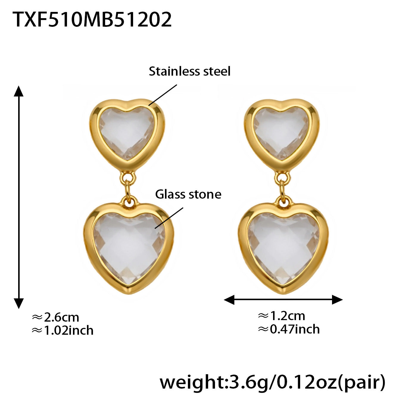 Cut Candy Color Heart-shaped Glass Stone Fashion Exquisite Stainless Rings