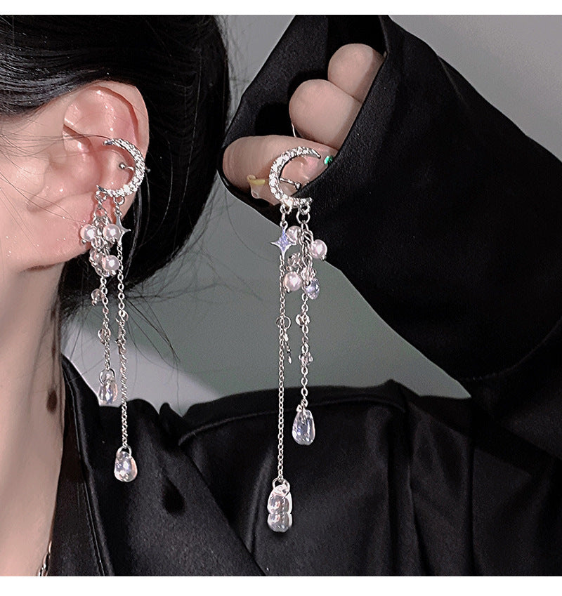 Round Tassel Bone French Vintage Court Style Light Ear Clip