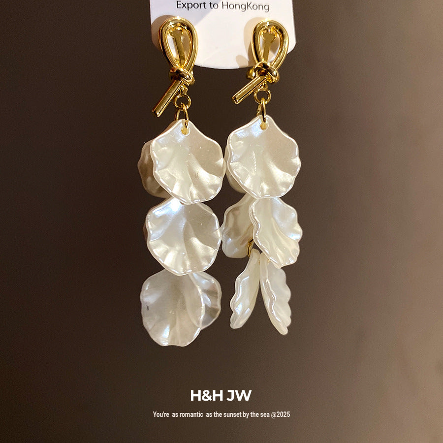 Women's Petal Fringe Bone French Simplicity Fashion Light Luxury Earrings