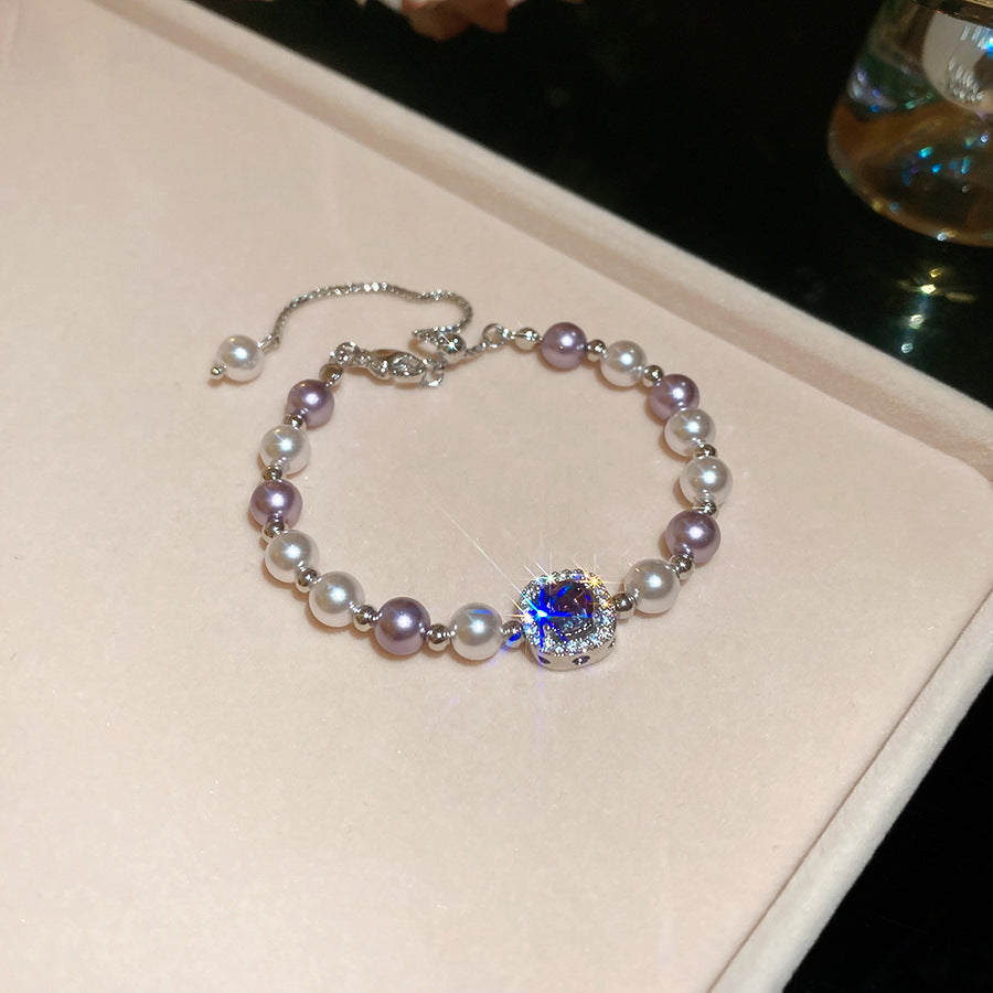 Women's Zircon Pearl Bee Buckle French Vintage Court Bracelets