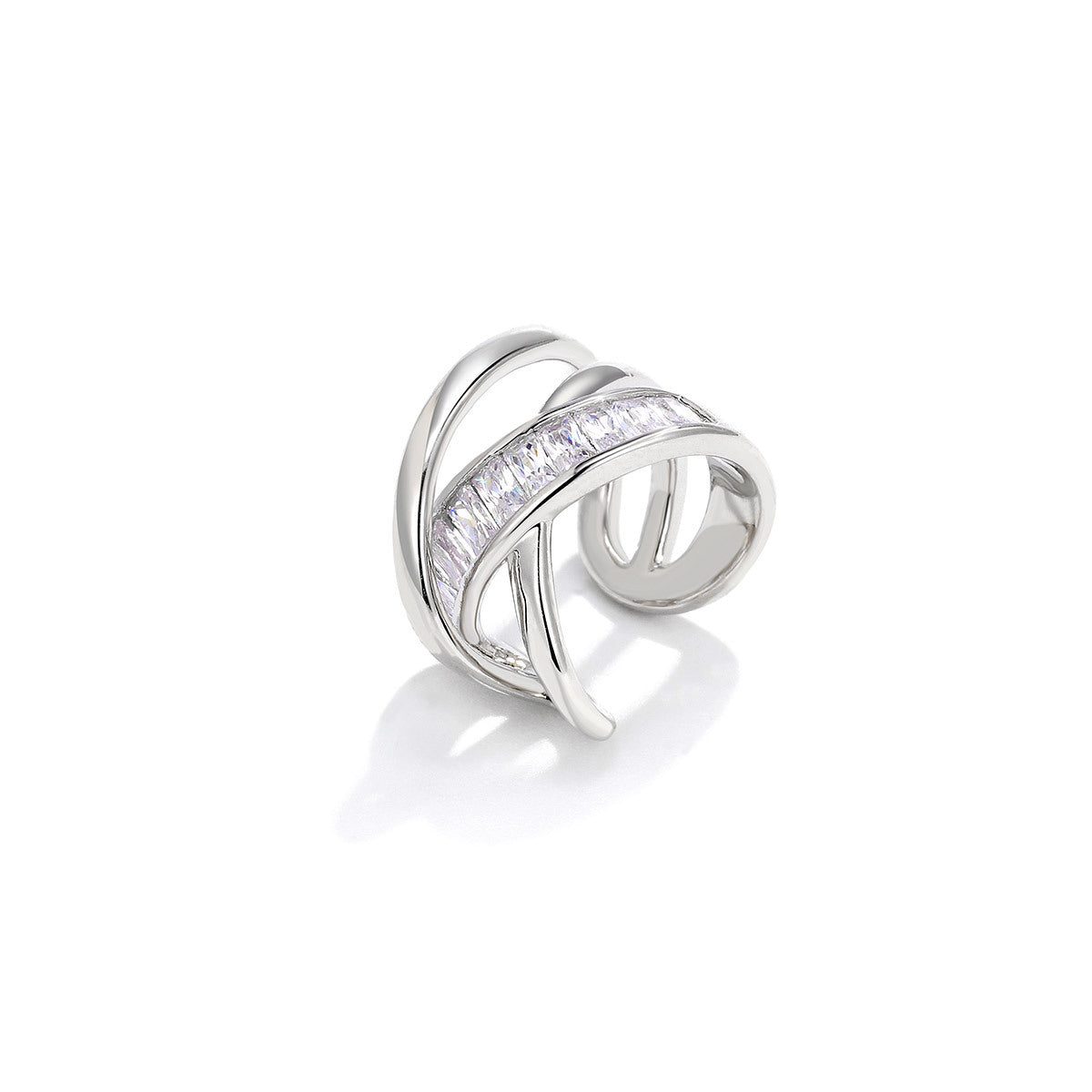 Full Diamond Interwoven Light Luxury Personality Clip-on Female Unique Rhinestone Ear Clip