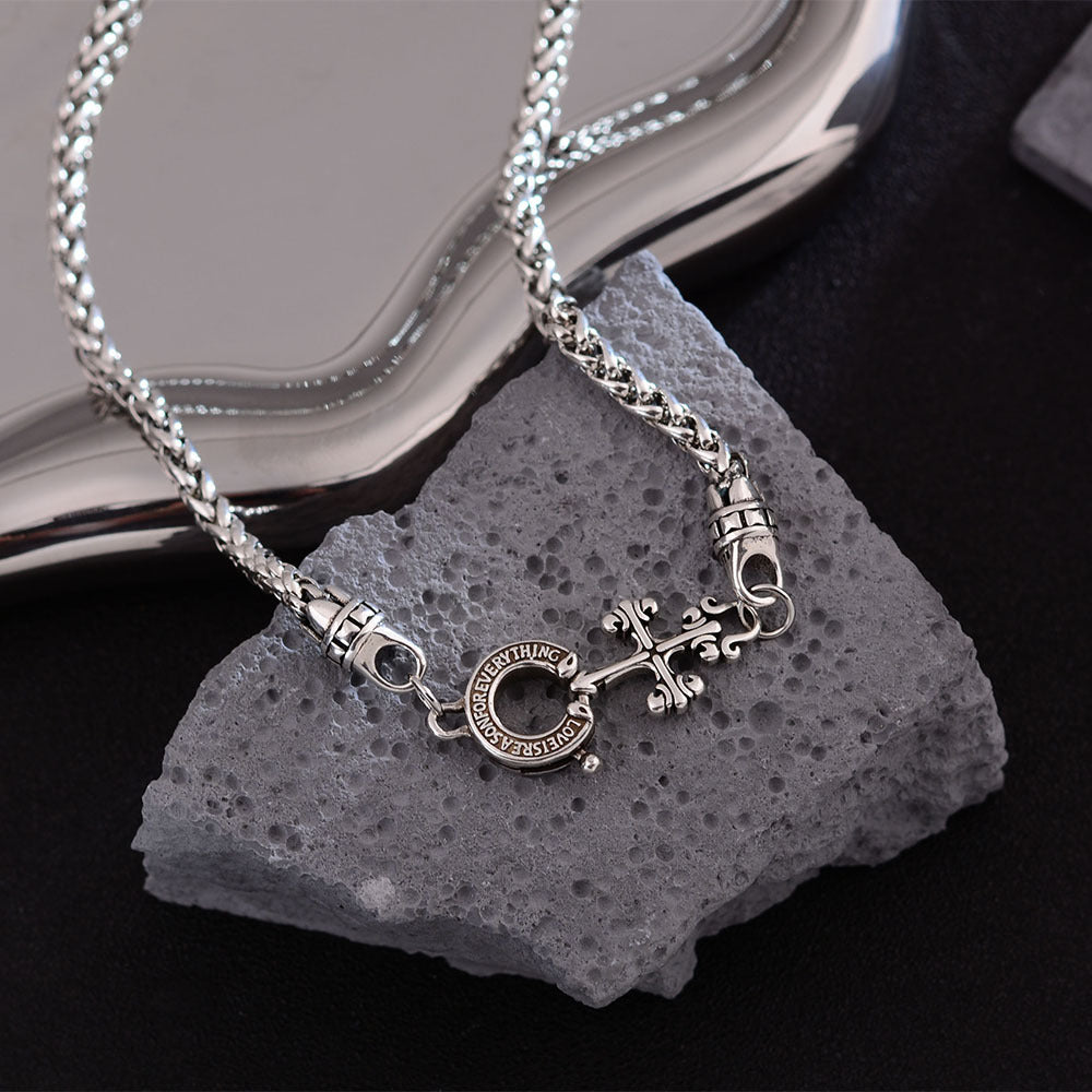 Cruciate Flower Buckle Cuban Female Light Luxury Minority Design Cross Necklace