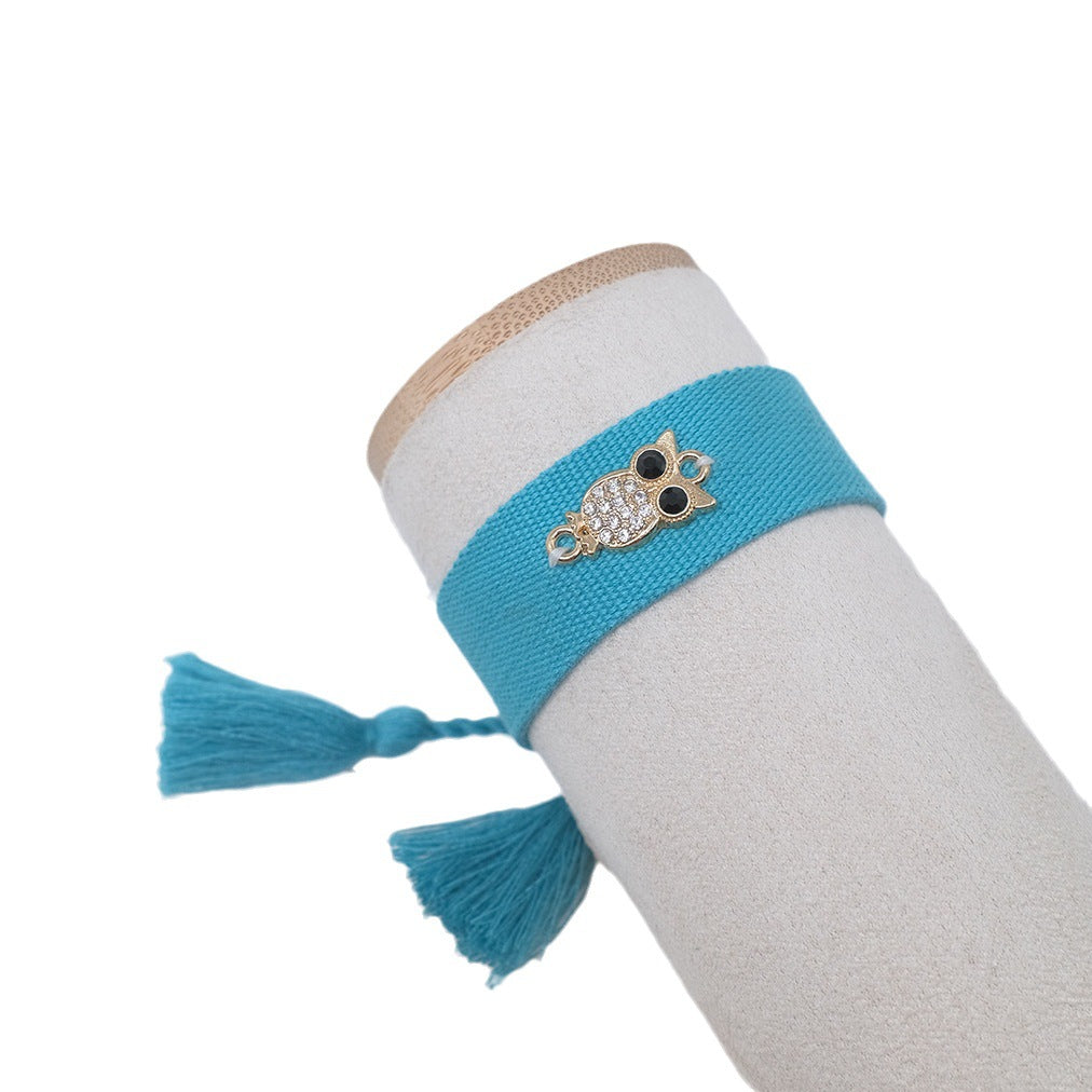 Ribbon Embroidered Letter Owl Creative Weaving Bracelets