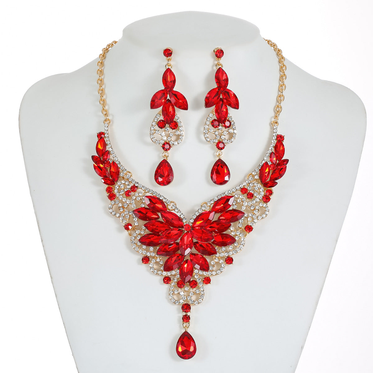 Women's High Profile Generous Retro Design Crystal Jewelry Set