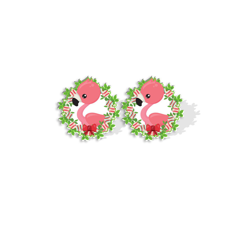 Acrylic Christmas Holiday Female Creative Cartoon Hat Resin Stud Earrings