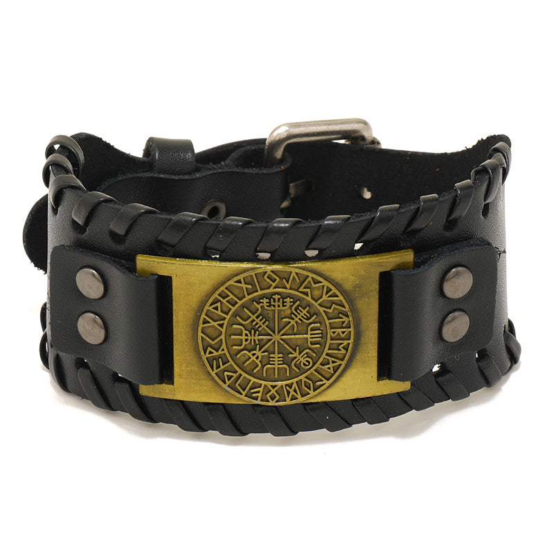 Men's Nordic Viking Pirate Cattle Leather Vintage Bracelets