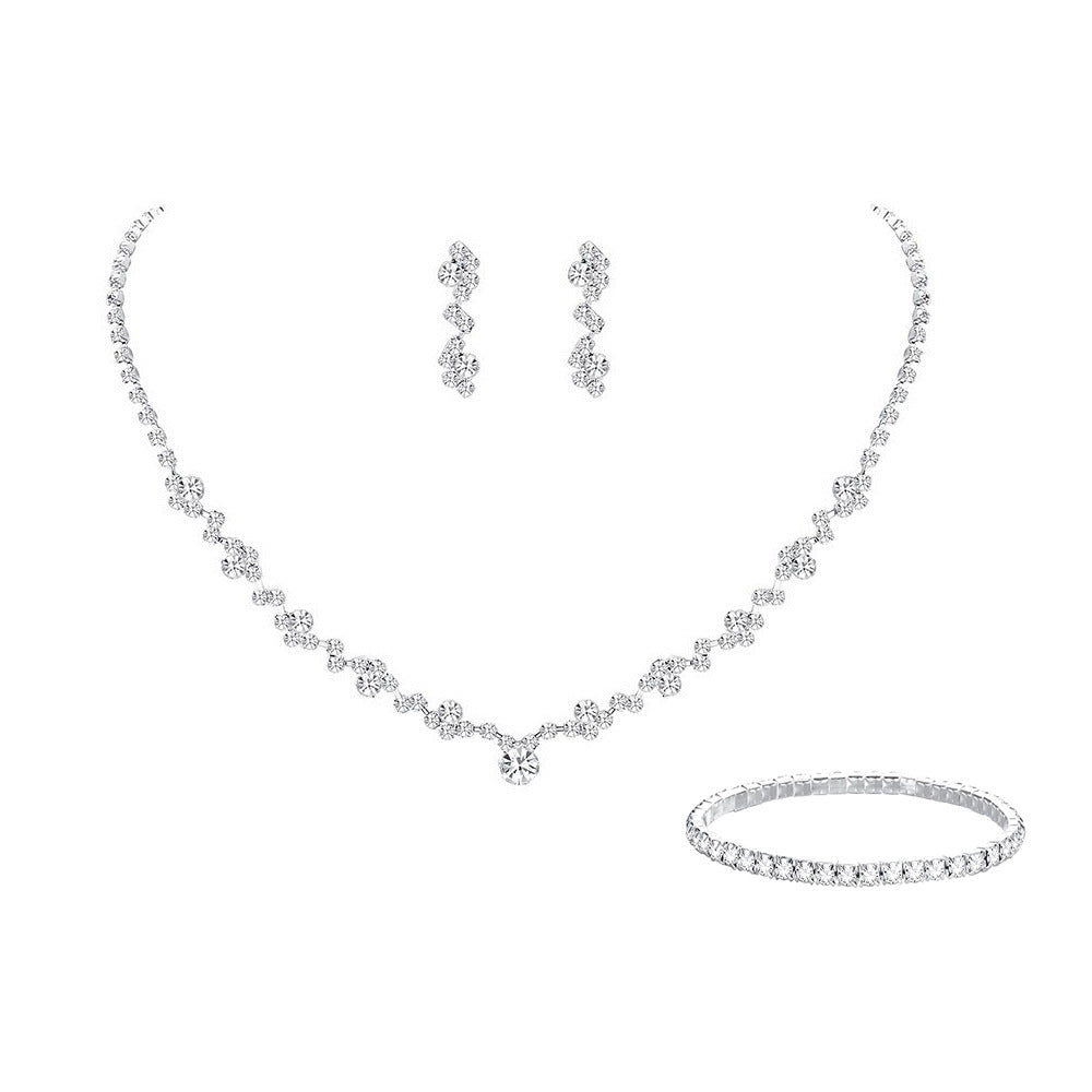 Bridesmaid Prom Costume Rhinestone Bridal Wedding Metal Jewelry Set