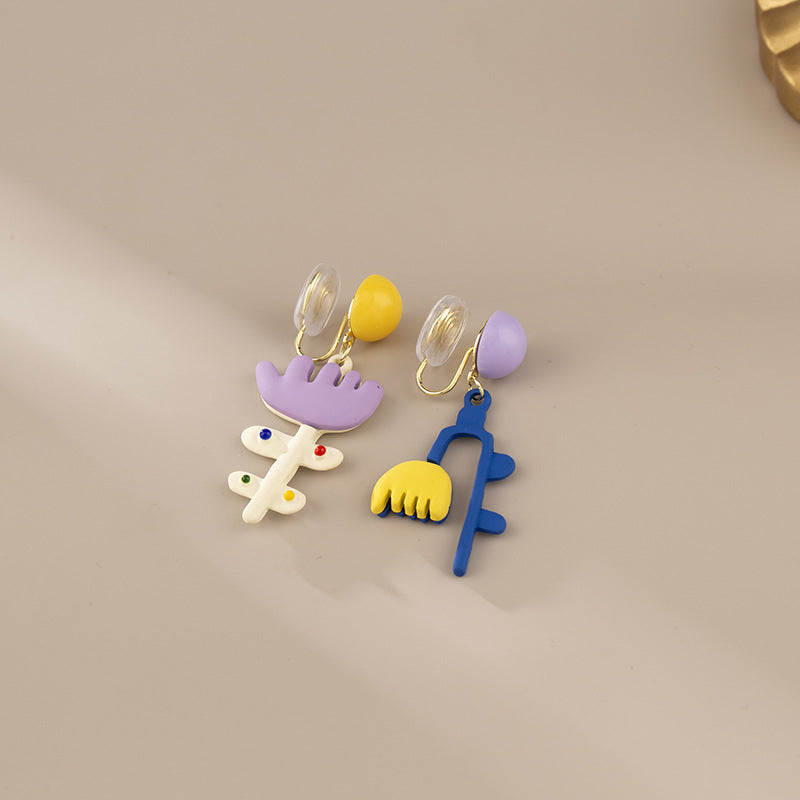 Women's Outing Cute Asymmetric Color Sweet Personality Mosquito Ear Clip
