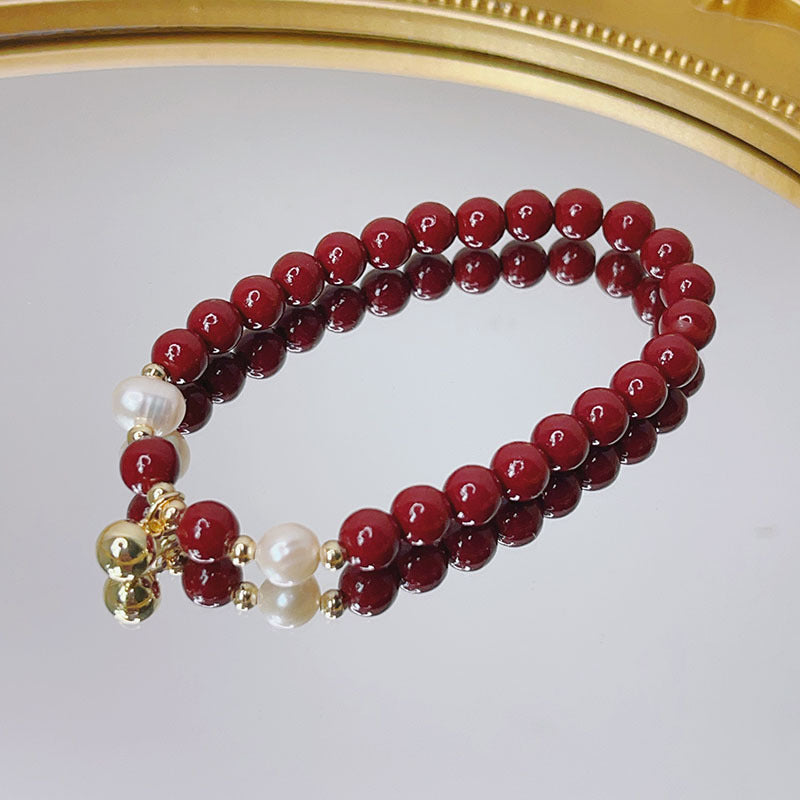 Cinnabar Female Chinese Ethnic Style Pearl Shell Bracelets