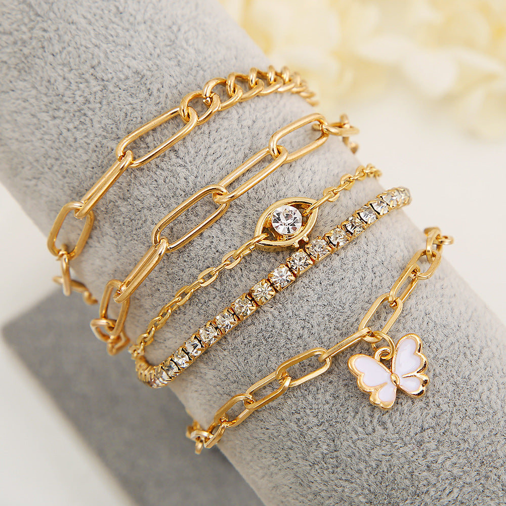 Women's Butterfly Diamond Personality Fashion Chain Punk Bracelets