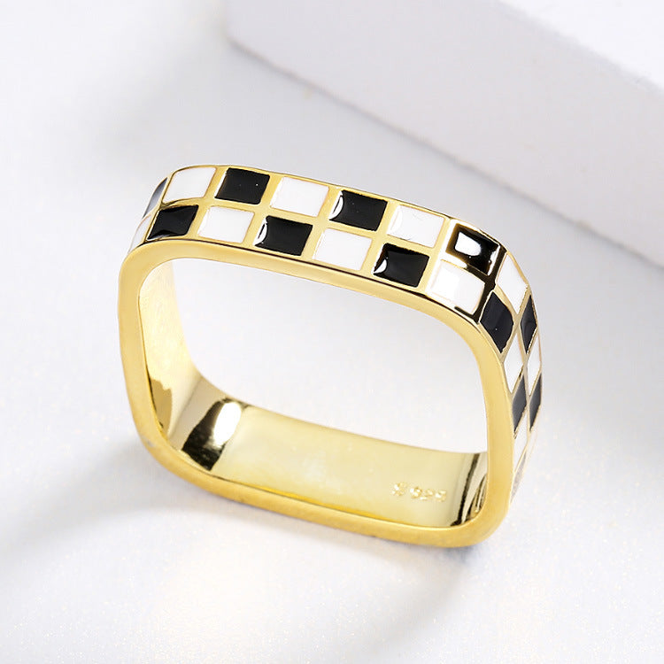 Fashion Enamel Chessboard Square Female Hipster Versatile Personality Jewelry Set