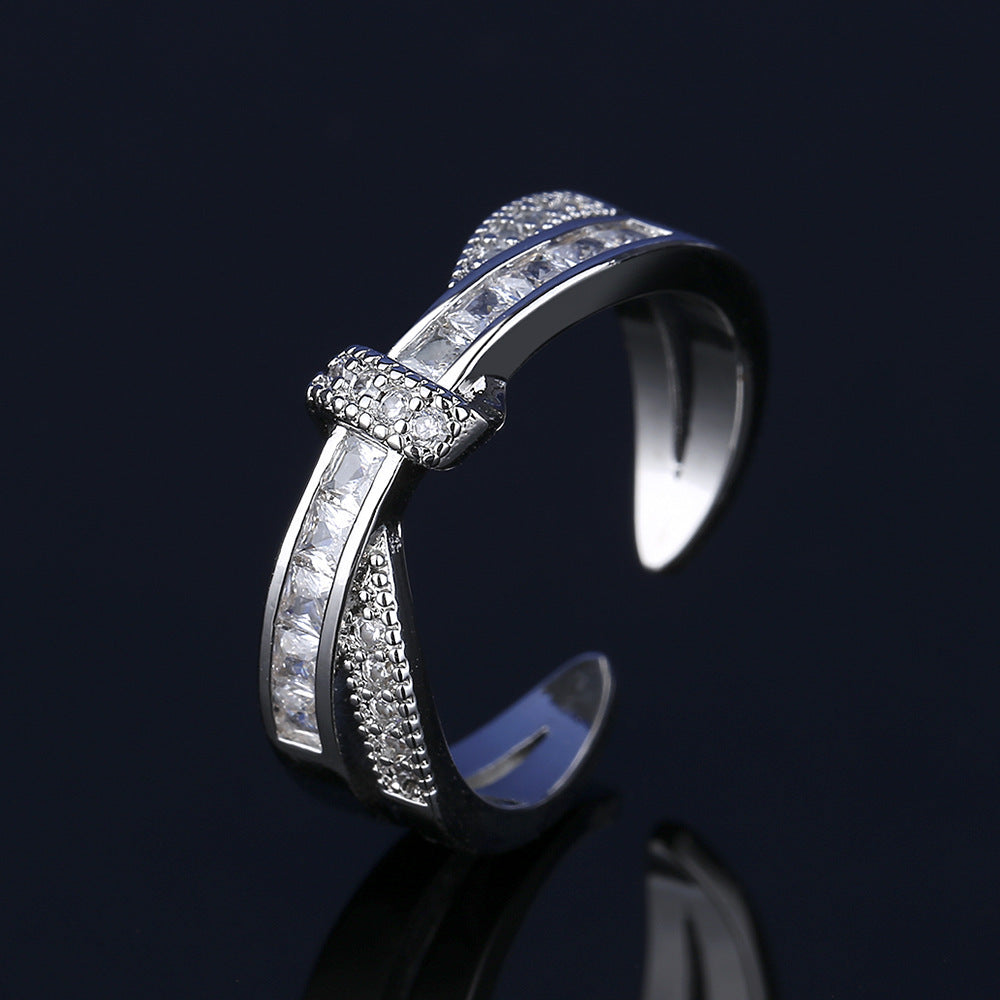 Live Broadcast Korean Style Trendy Grace Female Ladder Square Ring