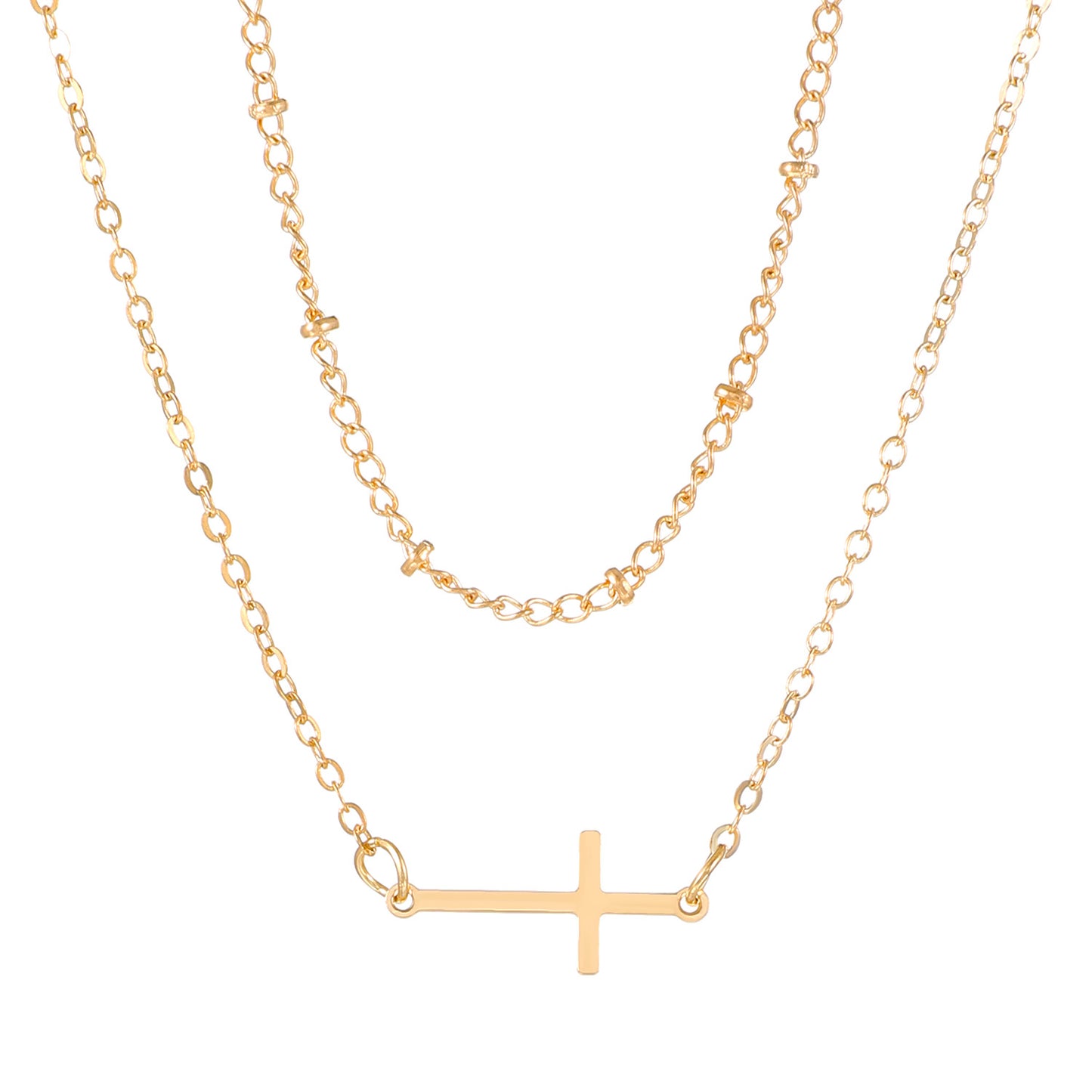 Women's Accessories Clip Beads Cross Short Gold-plated Necklaces