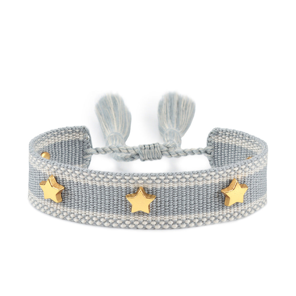 Woven Alloy Five-pointed Star Moon Concert Bracelets