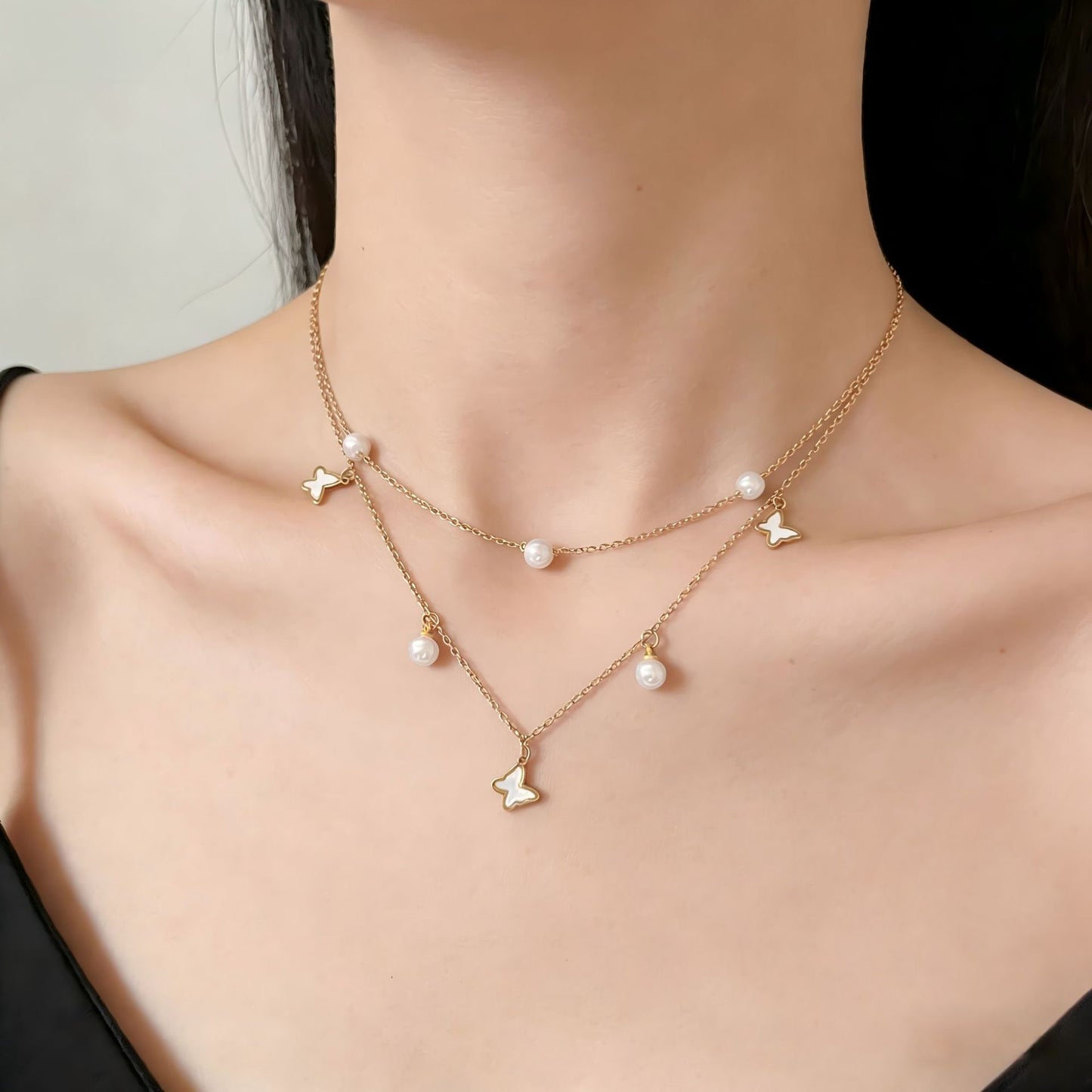 Women's Luxury Style Butterfly Pearl For Niche Design High-grade Necklaces