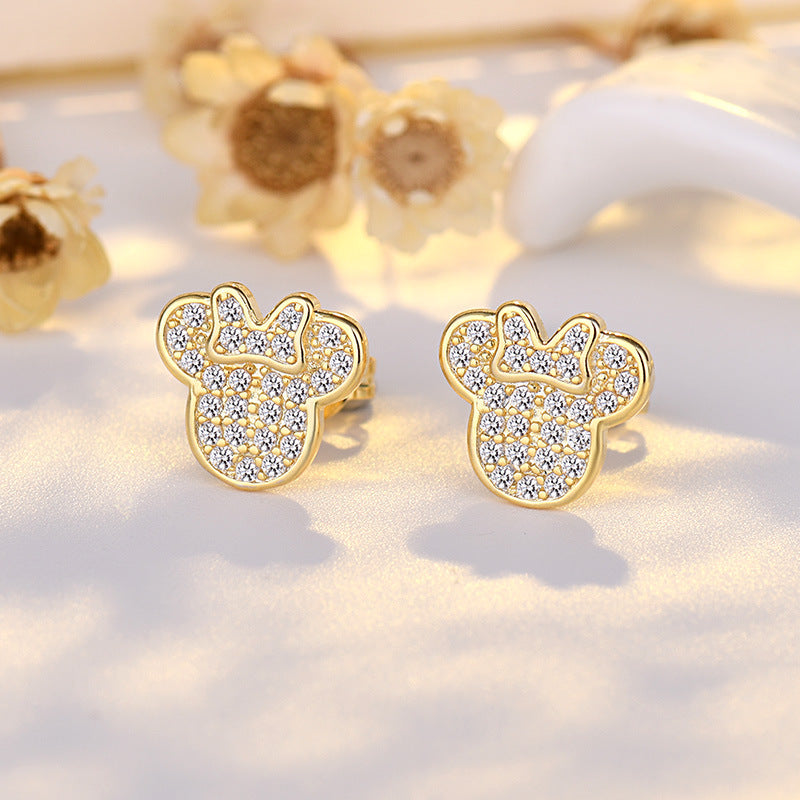 Sier Needle Cute Cartoon Mickey Female Mouse Earrings