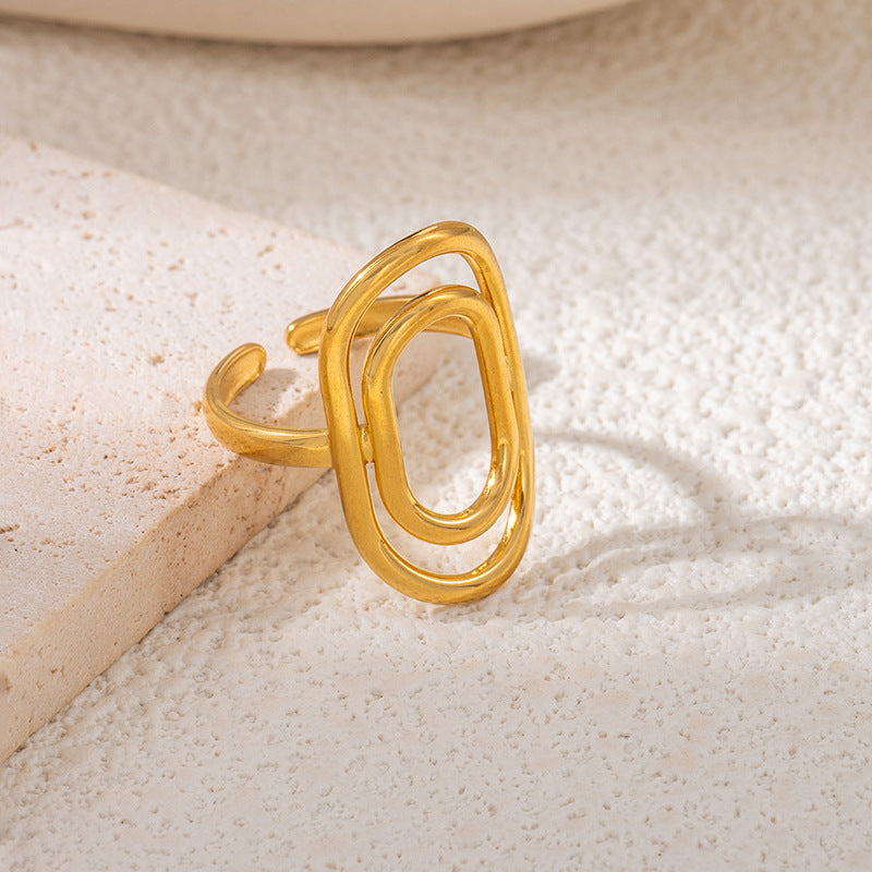 Fashionable Elegant Stainless Steel Leaf Female Style Hip Ring