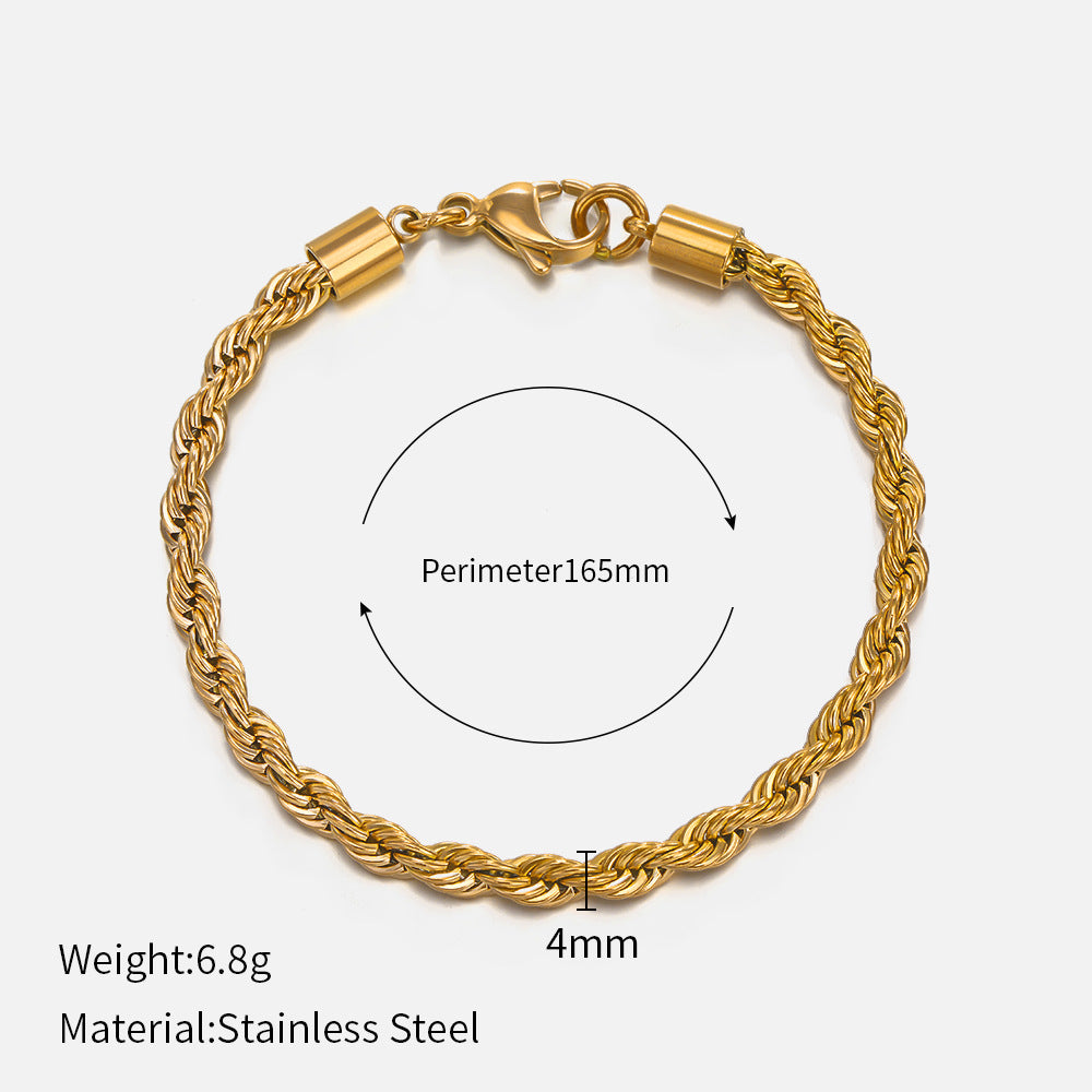 Women's Fashion Gold-plated Twist Chain Stainless Steel Bracelets