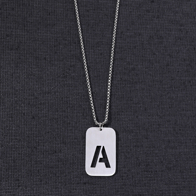 Men's Titanium Steel Female Letter Nameplate Pendant Necklaces