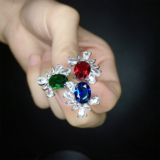 Women's Broadcast High-grade Pigeon Blood Red Artificial Rings