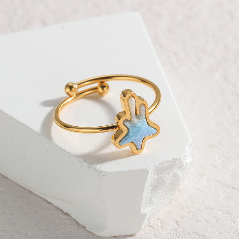 Stainless Steel Butterfly Female Light Luxury Ring