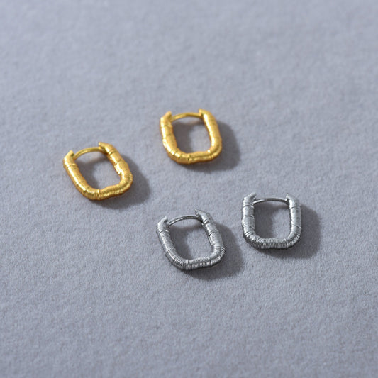 Simple Fashion Elegant Unique Horizontal Bar Metal Texture Ear Clip Rings