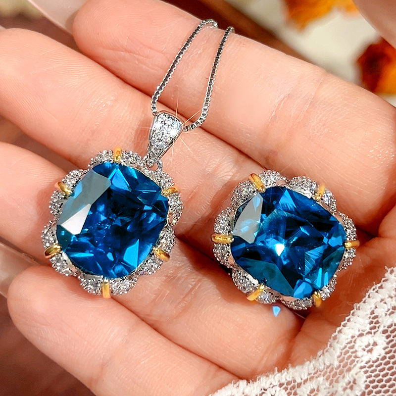 Women's Of Blue Cube Sugar High Sense Jewelry Set