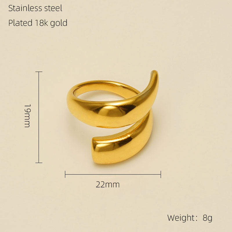 Stainless Steel Mirror Open Titanium Design Sense Rings