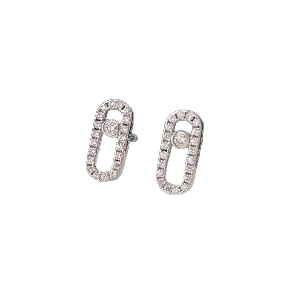 Women's Fashion Commuter Geometric Inlaid Zircon Rose Gold Plated Earrings