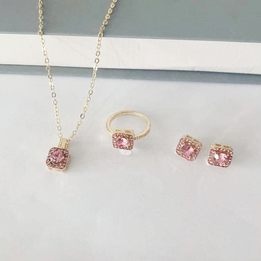 Women's Square Fashion Simple Ear Three-piece Hot Rings