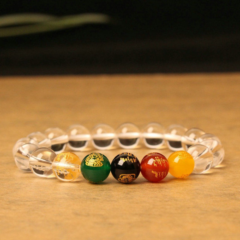 Women's & Men's & Rabbit Natural Agate Five Gods Of Wealth Female Crystal Bracelets