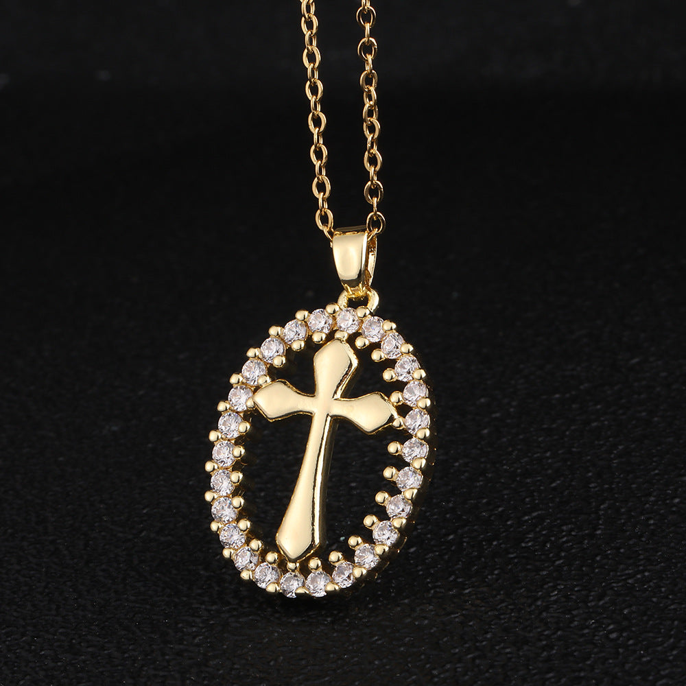 Gold Cross Pendant Female Design Cold Necklaces