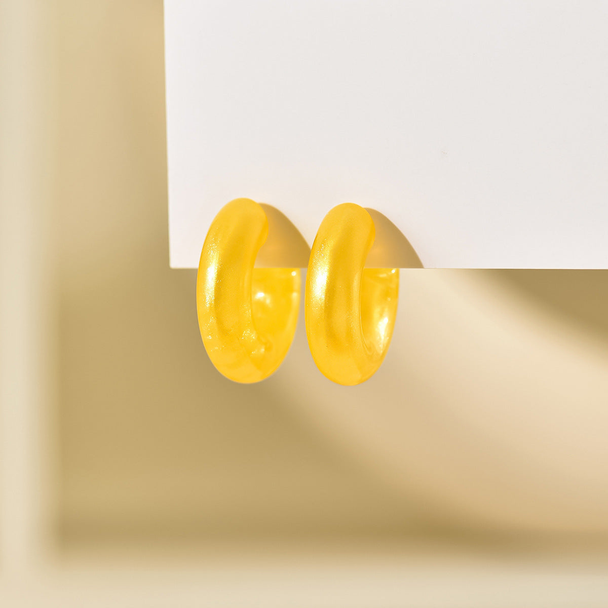 Small Ear Trendy Exquisite Acrylic Candy Color Rubber Effect Paint Rings