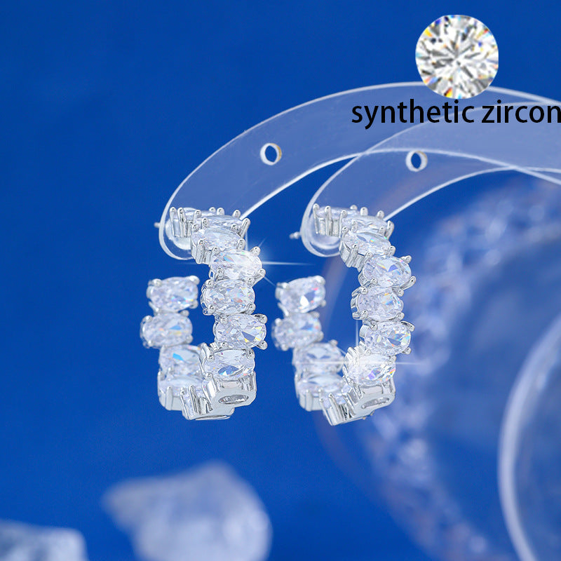 Women's Inlaid Zircon Super Flash Shaped High-grade Light Luxury Stud Earrings