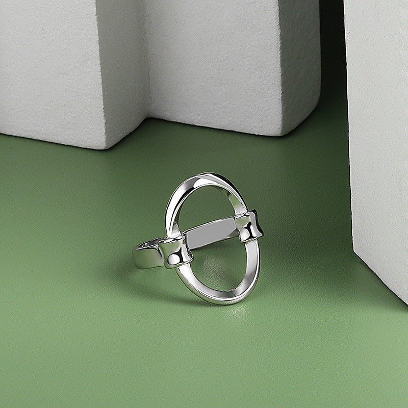 Korean Style Gold Simple Geometric Ellipse Rings