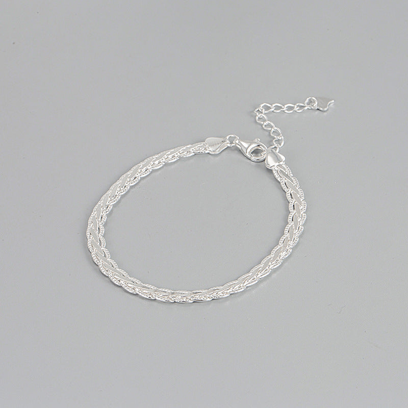 Bracelets à cordon torsadé tissé en argent sterling fin pour femme