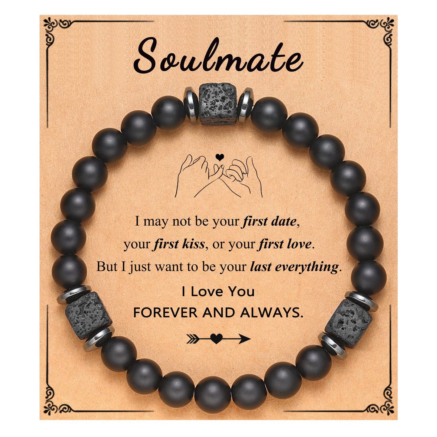 Frosted Square Volcanic Stone Father's Day Bracelets