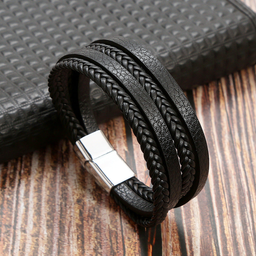 Men's Fashion Woven Alloy Magnetic Buckle Bracelets