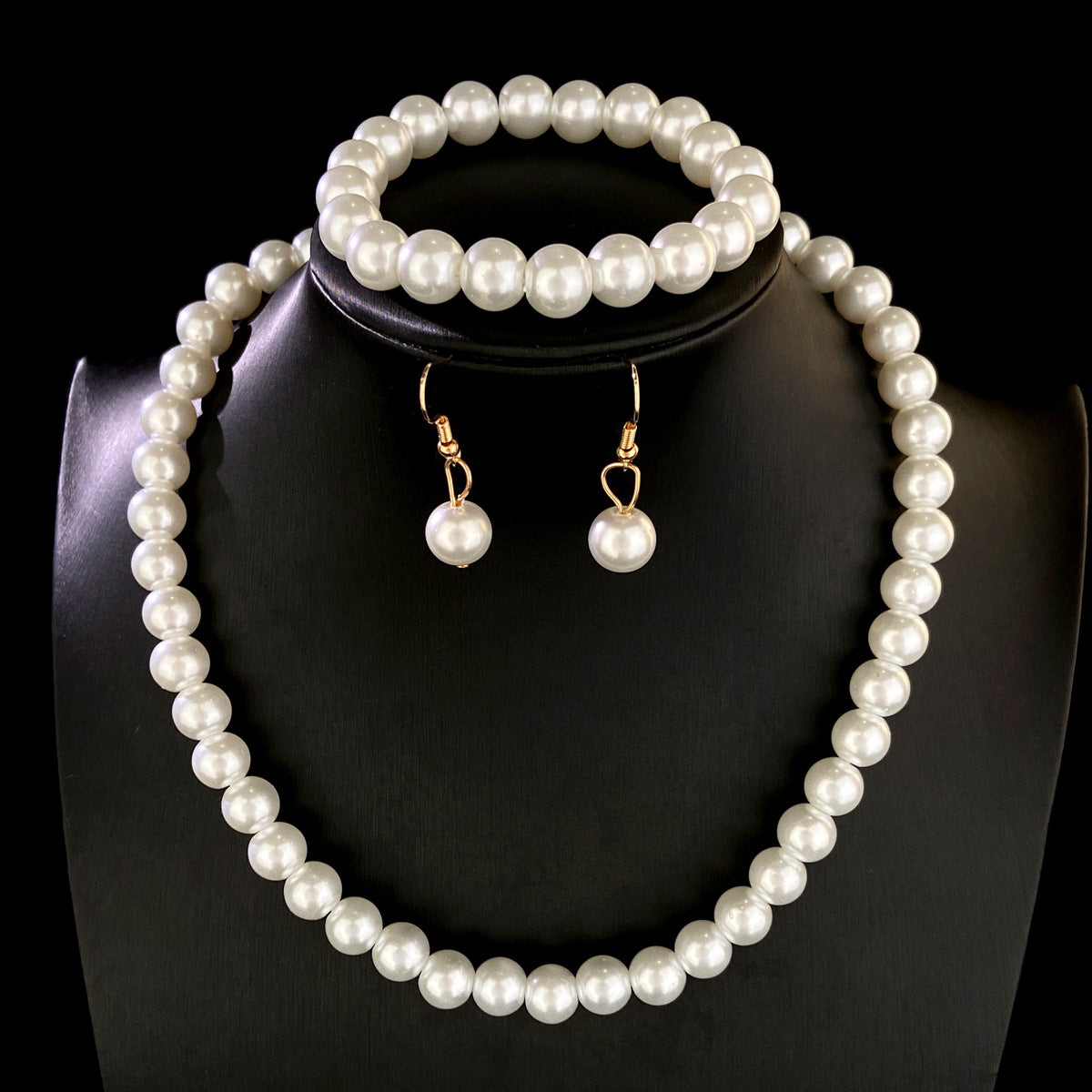 High-grade Rhinestone Ball White Pearl Female Jewelry Set