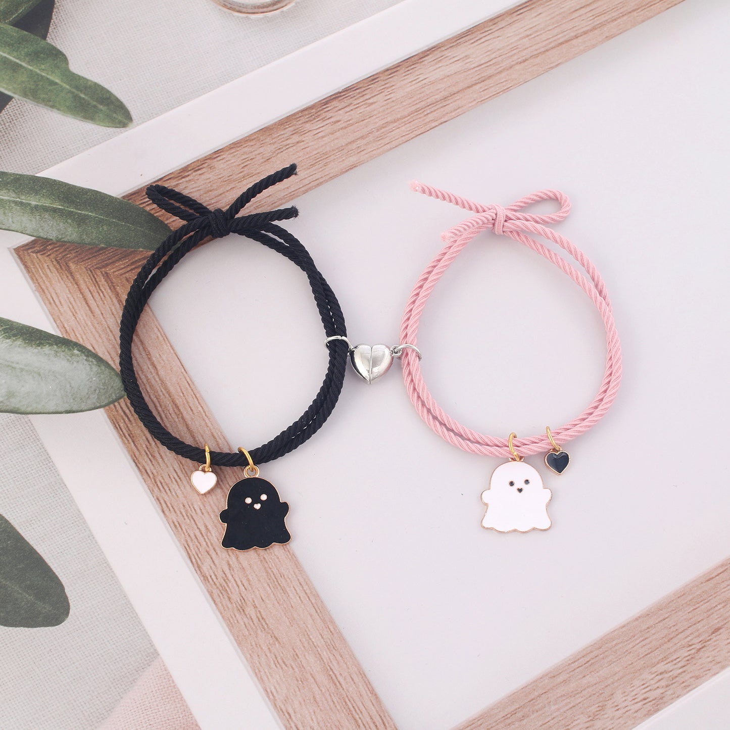 Women's & Men's Band Rope Love Magnet Halloween Ghost Bracelets