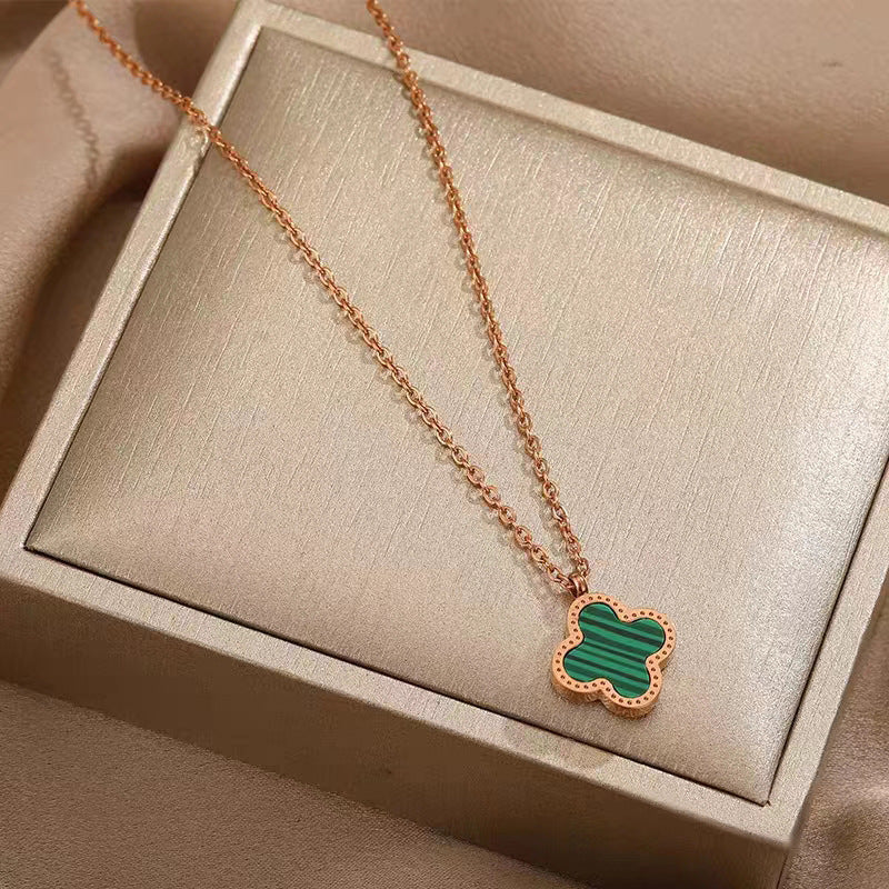 Clover Female Titanium Steel Double-sided Clavicle Necklaces