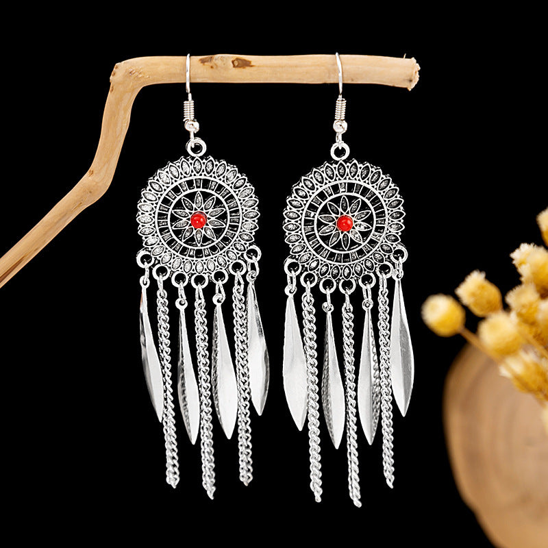 Tassel Turquoise Retro Minority Ethnic Style Earrings