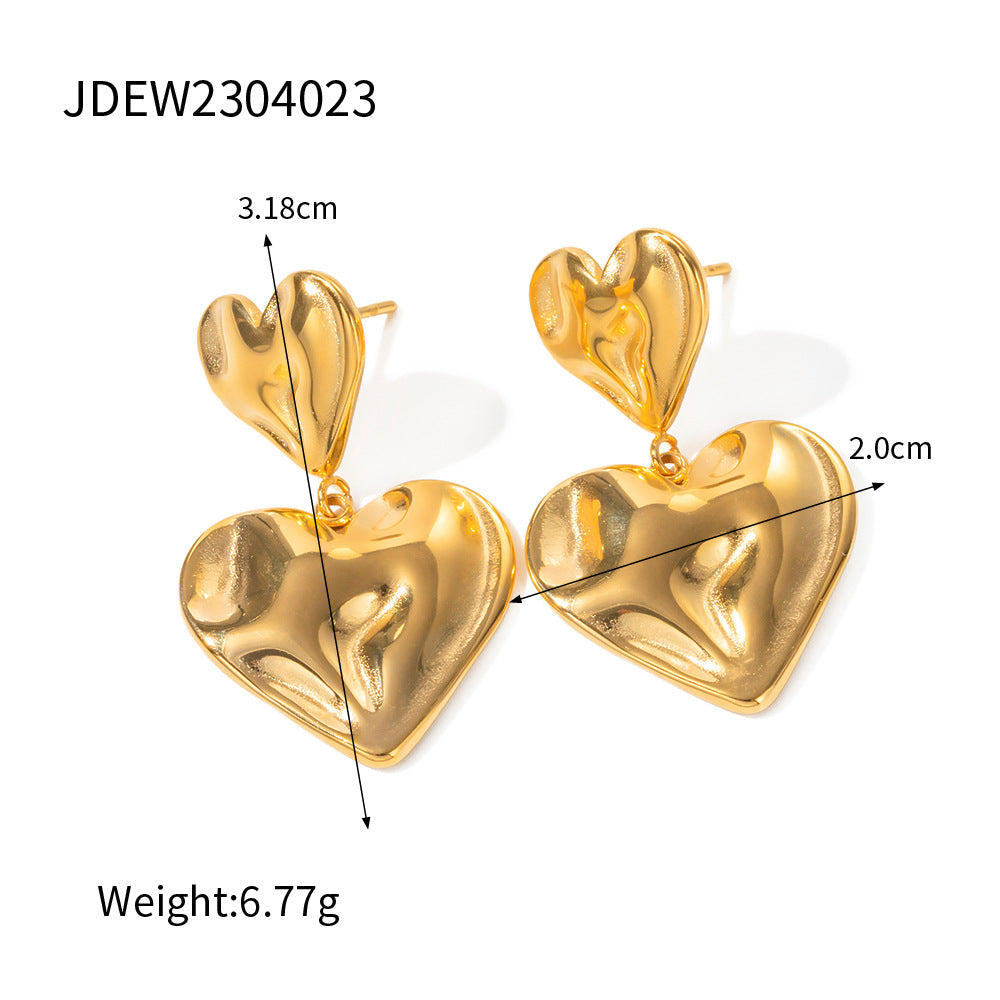 Trendy Jewelry Titanium Steel Hammer Pattern Earrings