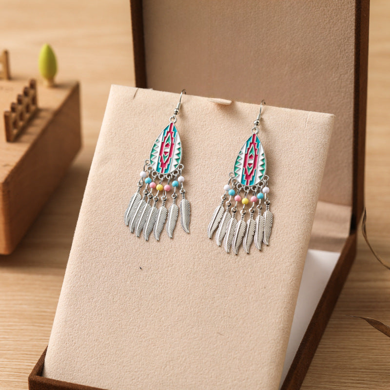 Bohemian Tassel Water Drop Summer Vacation Style Dopamine Earrings