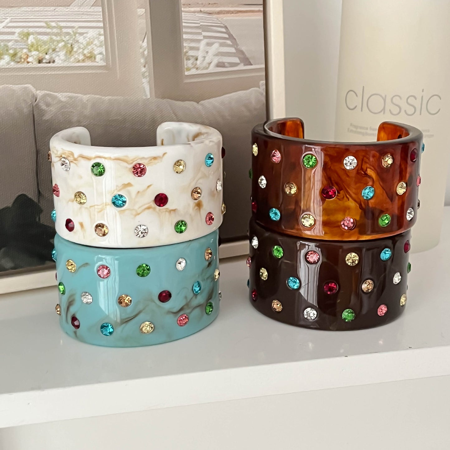 Women's Colorful Light Diamond Shaped Resin Cute Holiday Fresh Bracelet