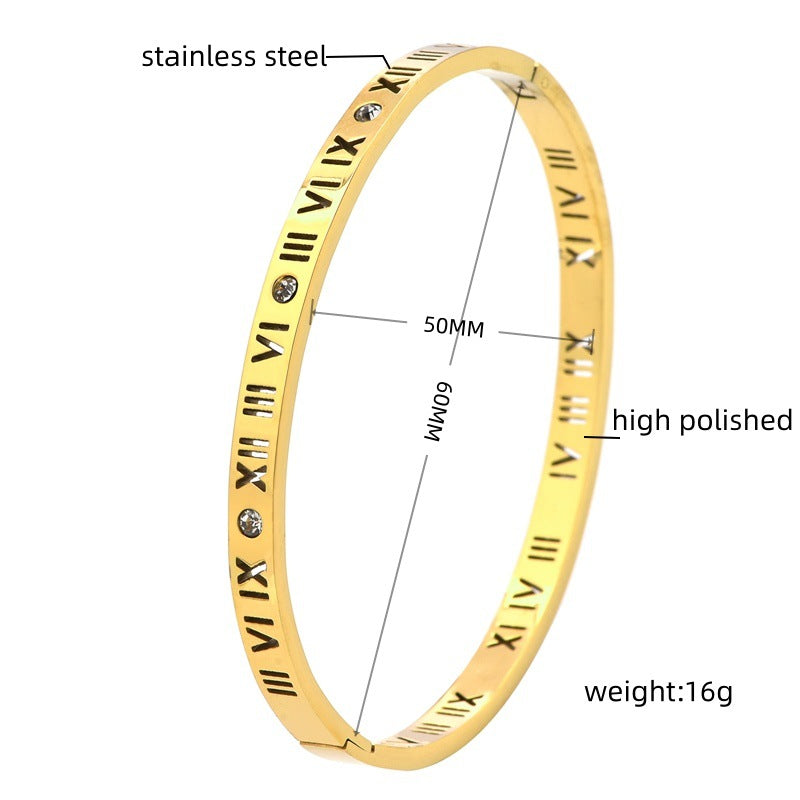 Roman Digital Titanium Steel Fashion Personality Plated Clearance Bracelet